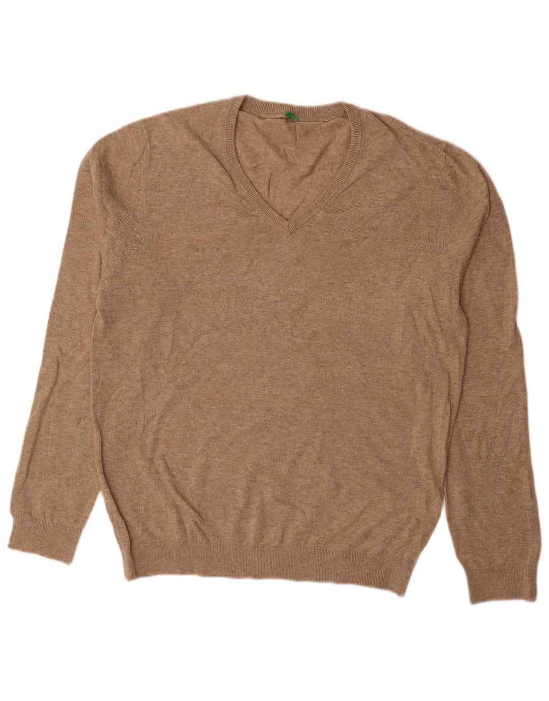 BENETTON Herre V-hals sweater Stor Beige