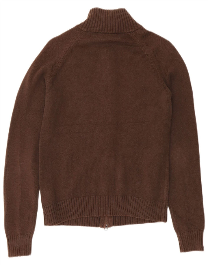 Zara Sweater med lynlås til kvinder UK 12 Medium Brun Bomuld
