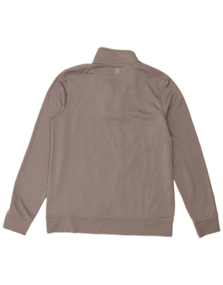 Izod Herre Zip Neck Sweatshirt Jumper lille grå polyester