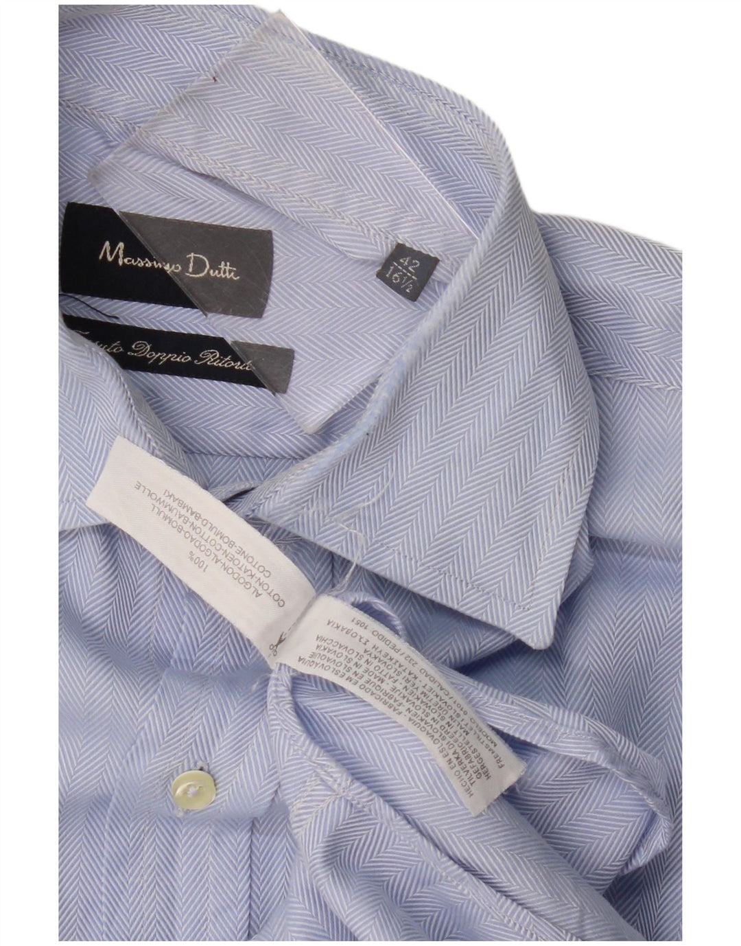 Massimo Dutti herreskjorte str. 42 16 1/2 Large Blue Sildebensbomuld
