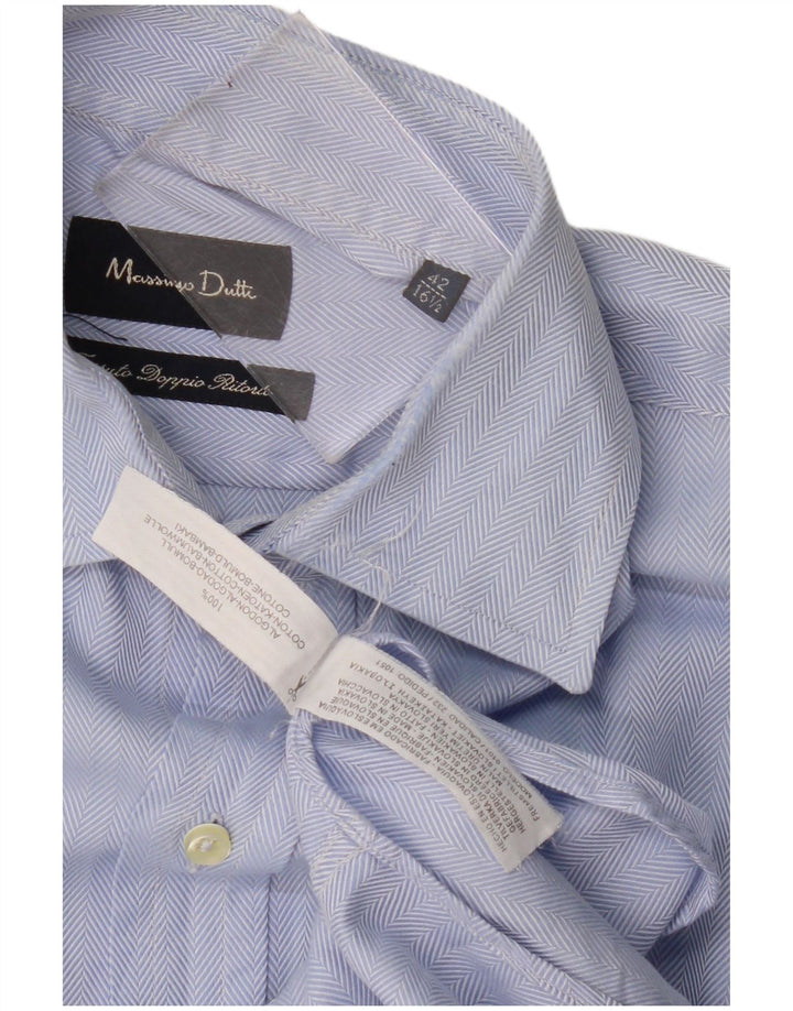 Massimo Dutti herreskjorte str. 42 16 1/2 Large Blue Sildebensbomuld