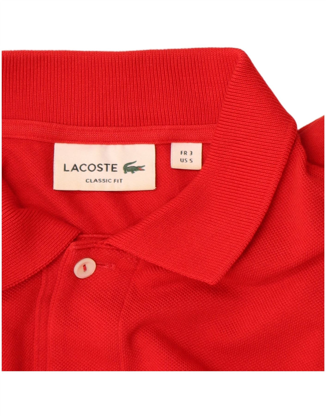 Lacoste herre klassisk pasform langærmet poloshirt størrelse 3 Lille rød bomuld
