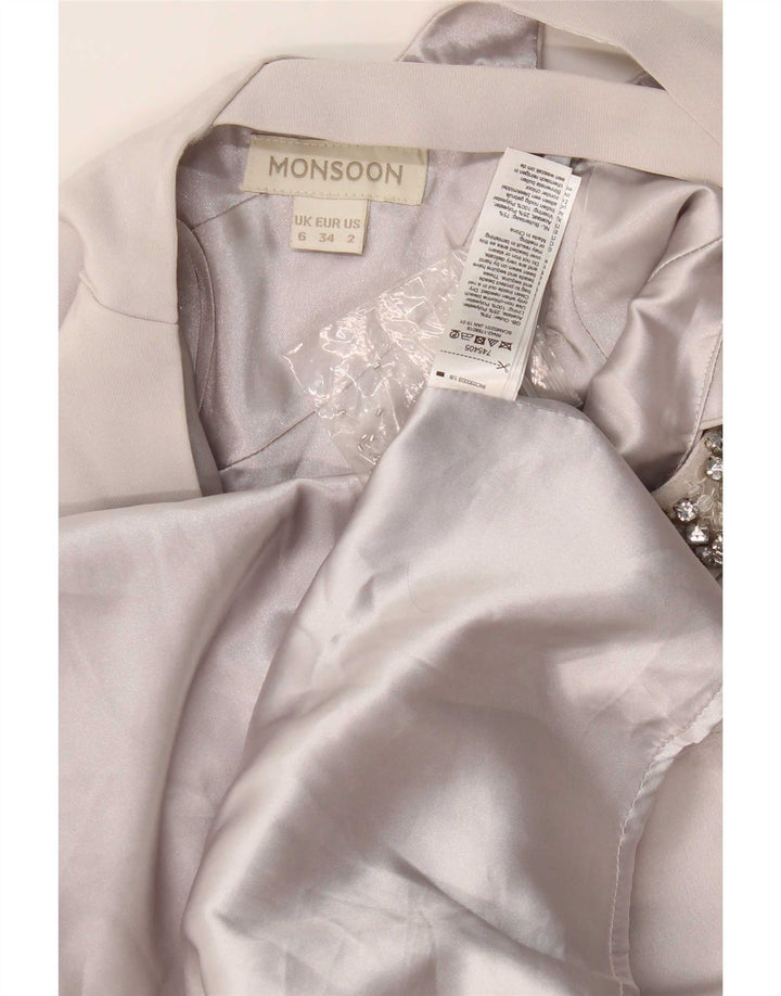 Monsoon Dame Halter Dress UK 6 XS Grå Acetat