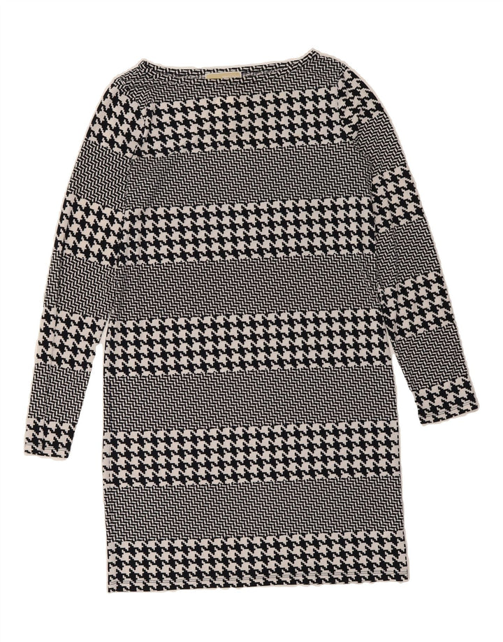MICHAEL KORS Womens Long Sleeve Shift Dress UK 12 Medium Grey Houndstooth Vintage Michael Kors and Second-Hand Michael Kors from Messina Hembry 