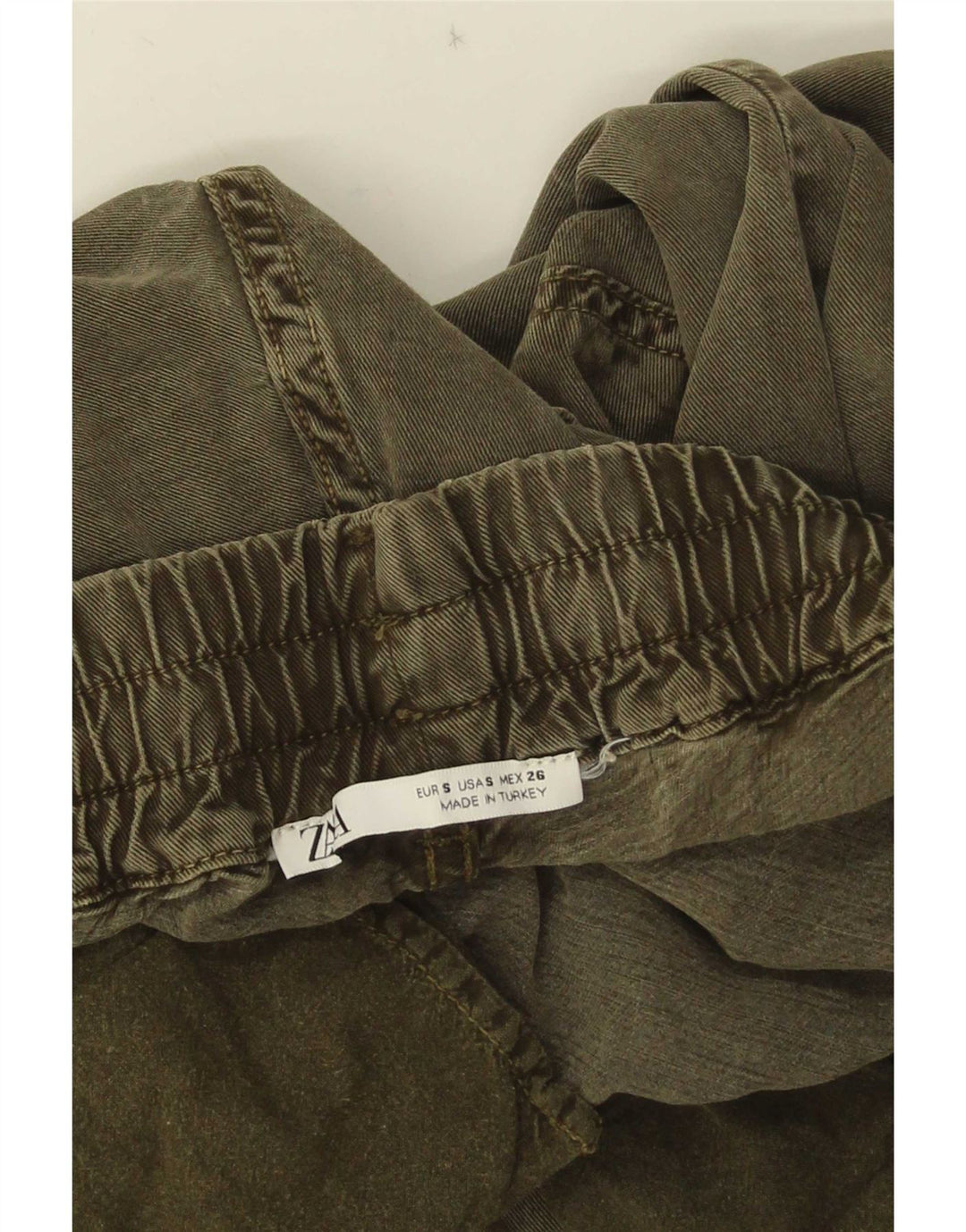 Zara Womens Joggers Cropped Jeans Small W26 L25 Khaki Viscose