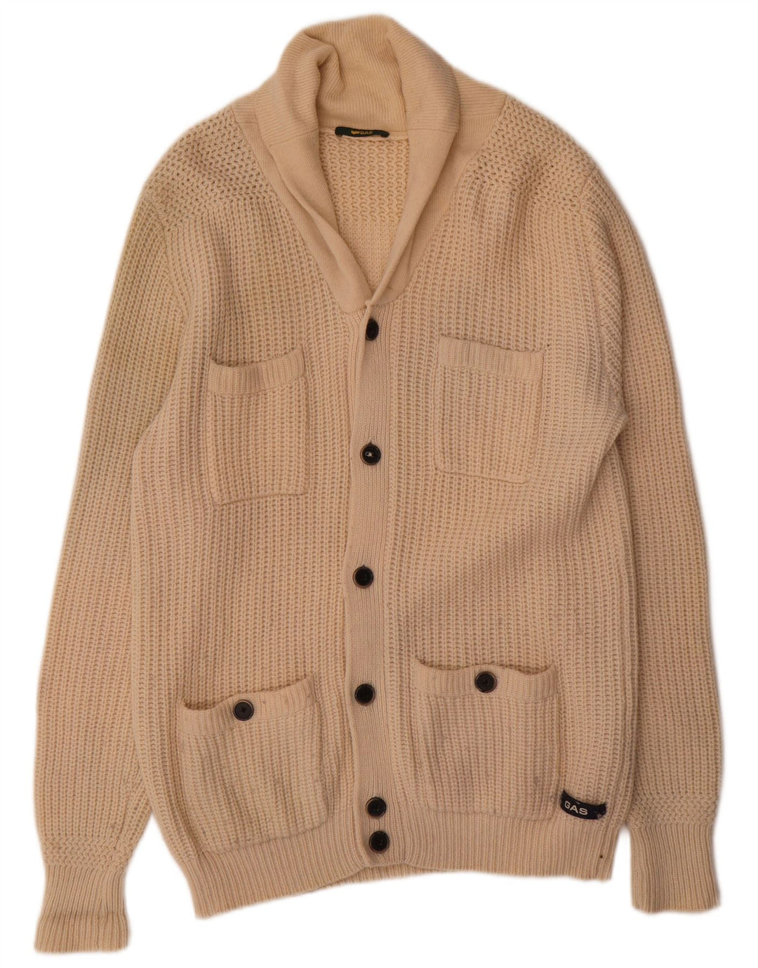 Gas Herre Cardigan Sweater XL Beige Uld
