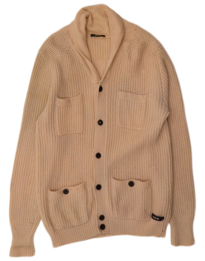 Gas Herre Cardigan Sweater XL Beige Uld