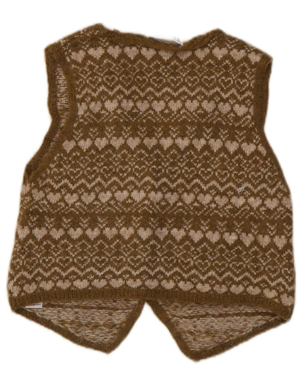 Zara Damestrik vest UK 12 Medium Khaki Fair Isle Akryl