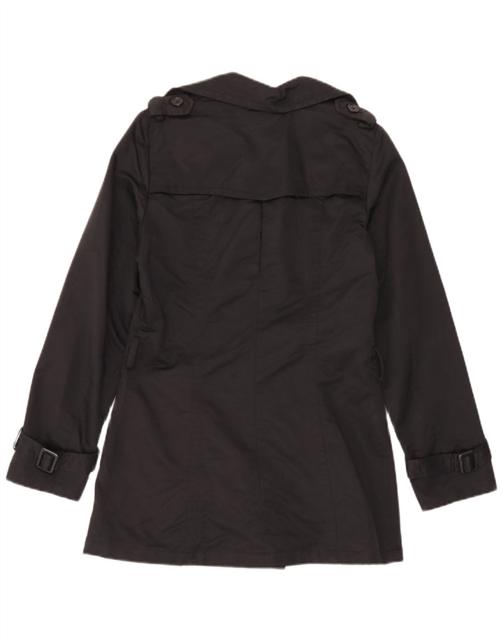 Zara Dame Trench Coat UK 12 Medium Sort Bomuld