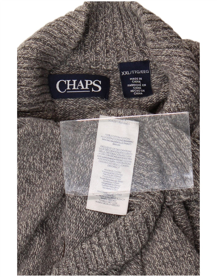 CHAPS Herre Button Neck Jumper Sweater 2XL Grå Bomuld