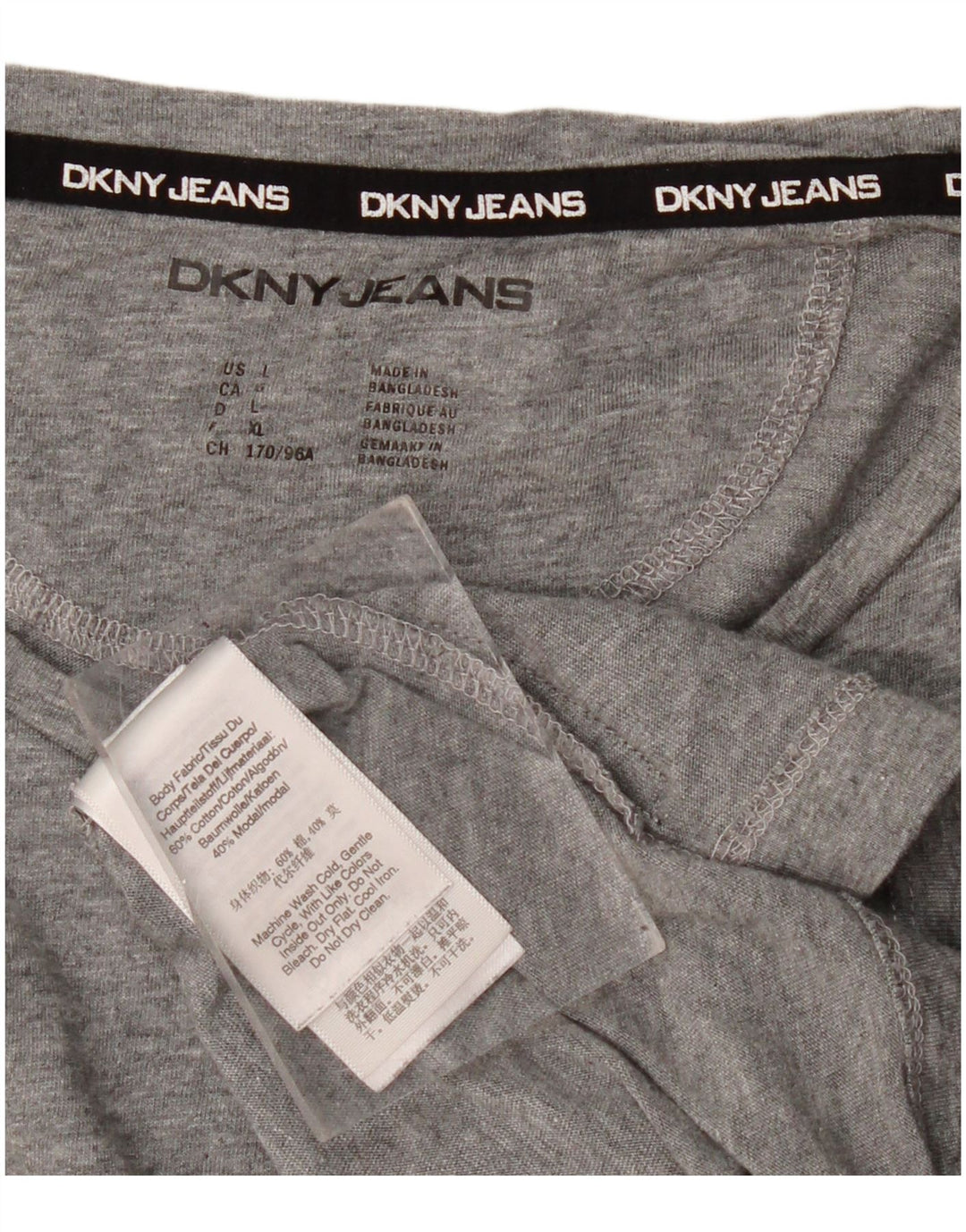 Dkny Dame Crop Grafisk Vest Top UK 16 Stor Grå Bomuld