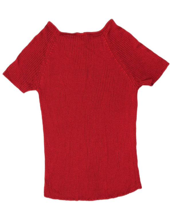 LUISA SPAGNOLI Dame Boat Neck Jumper Sweater UK 14 Large Red