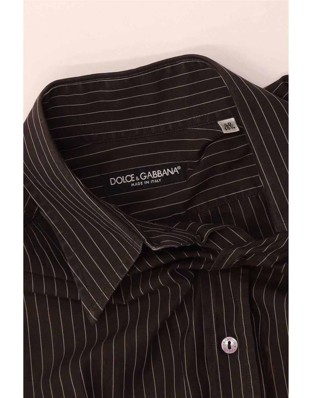 Dolce & Gabbana Herreskjorte Størrelse 40 15 1/2 Medium Sort Nålestribe