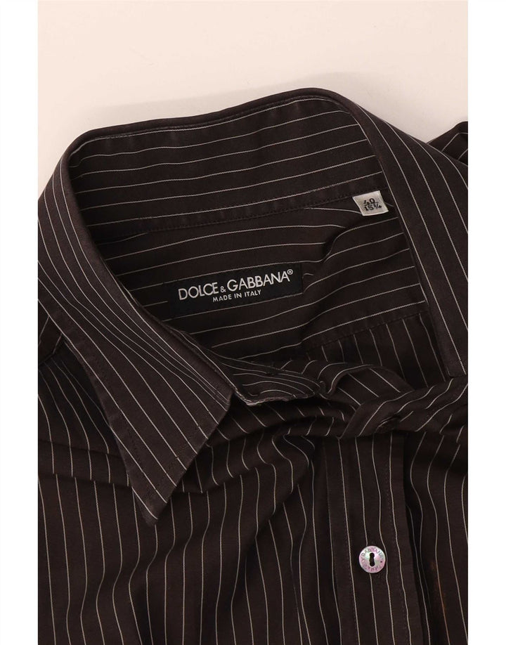 Dolce & Gabbana Herreskjorte Størrelse 40 15 1/2 Medium Sort Nålestribe