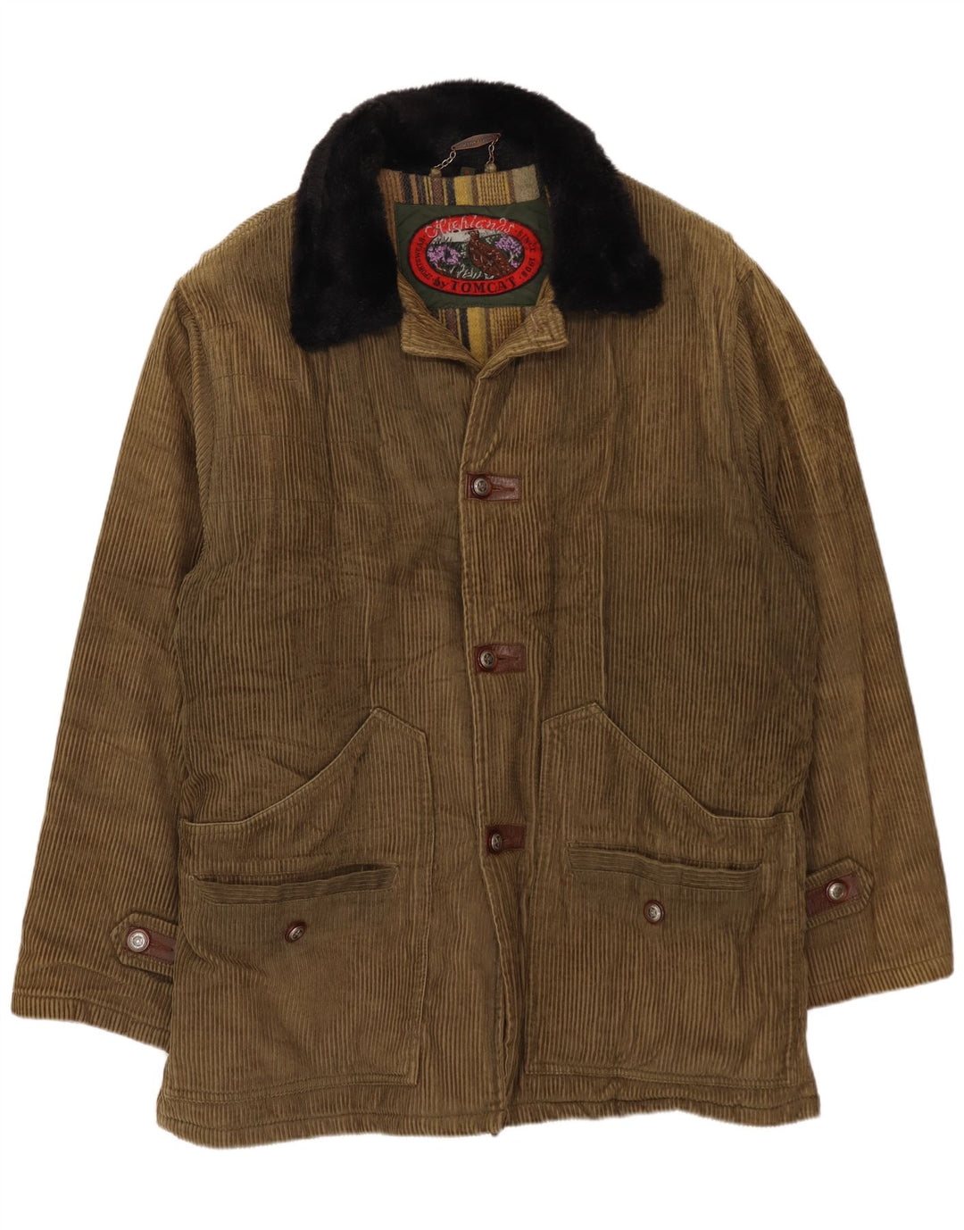 Tomcat Herre Corduroy Jacket UK 38 Medium Khaki Colourblock Bomuld