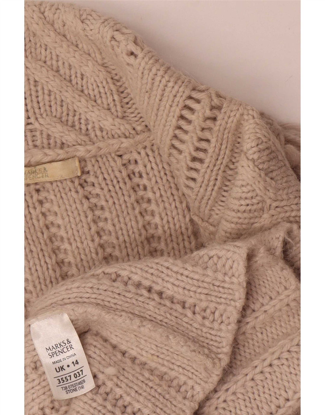 Marks & Spencer Dame Cardigan Sweater UK 14 Stor Grå Akryl
