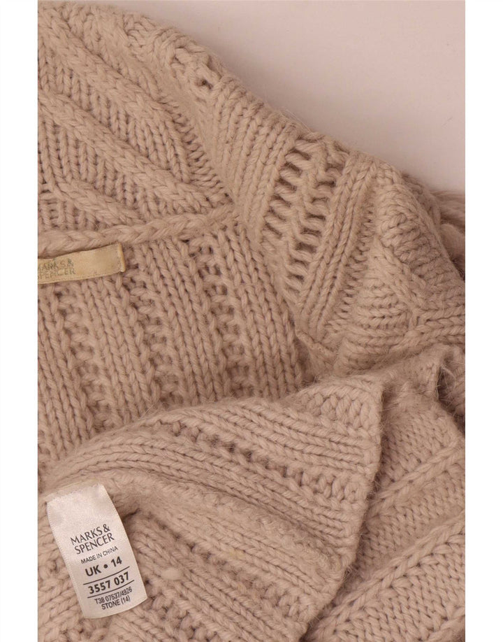 Marks & Spencer Dame Cardigan Sweater UK 14 Stor Grå Akryl
