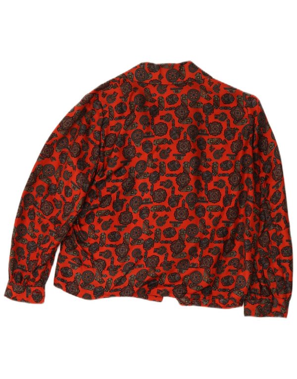 Vintage dameskjorte bluse UK 16 Large Red Geometric