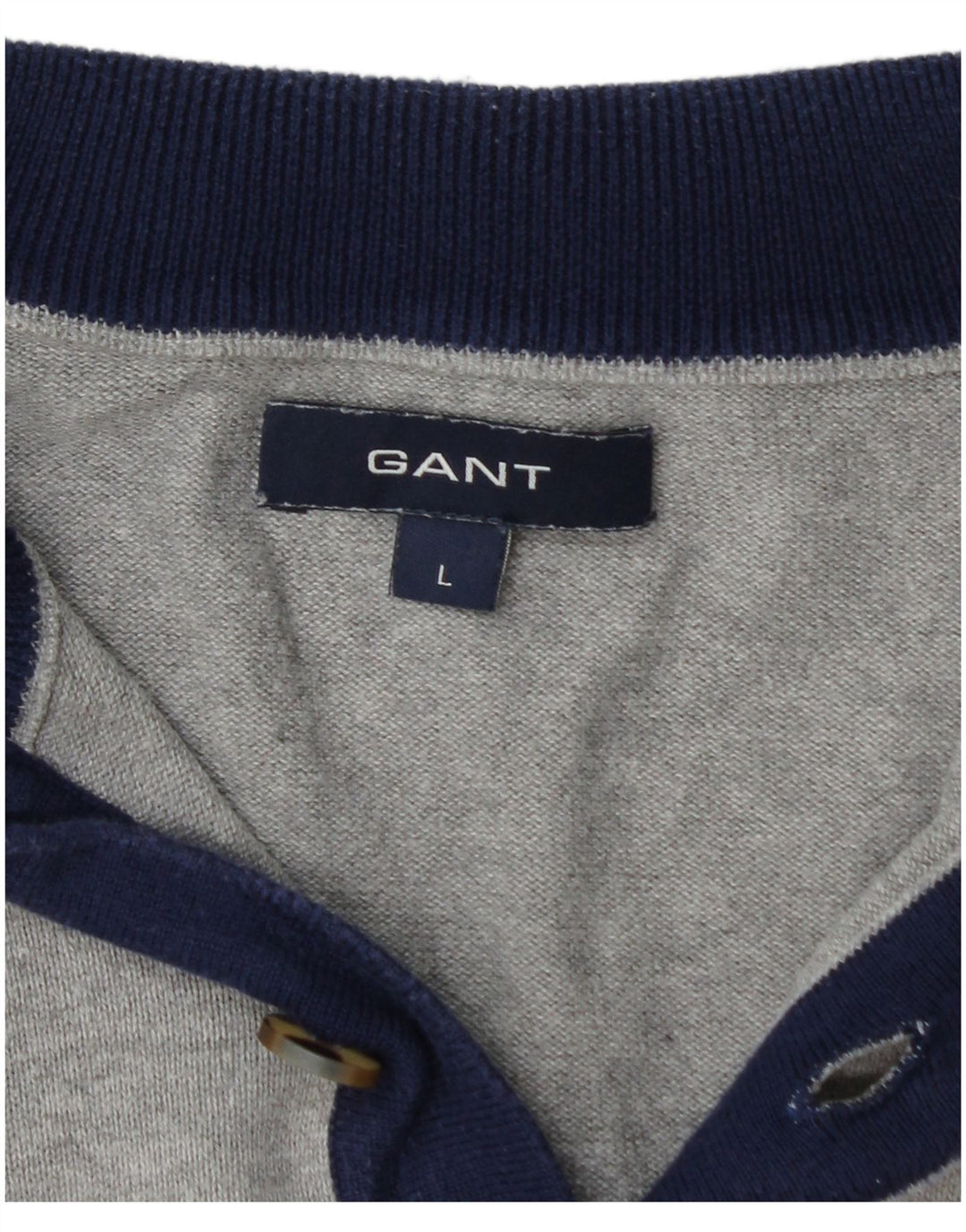 GANT Herre Button Neck Jumper Sweater Stor Grå Bomuld