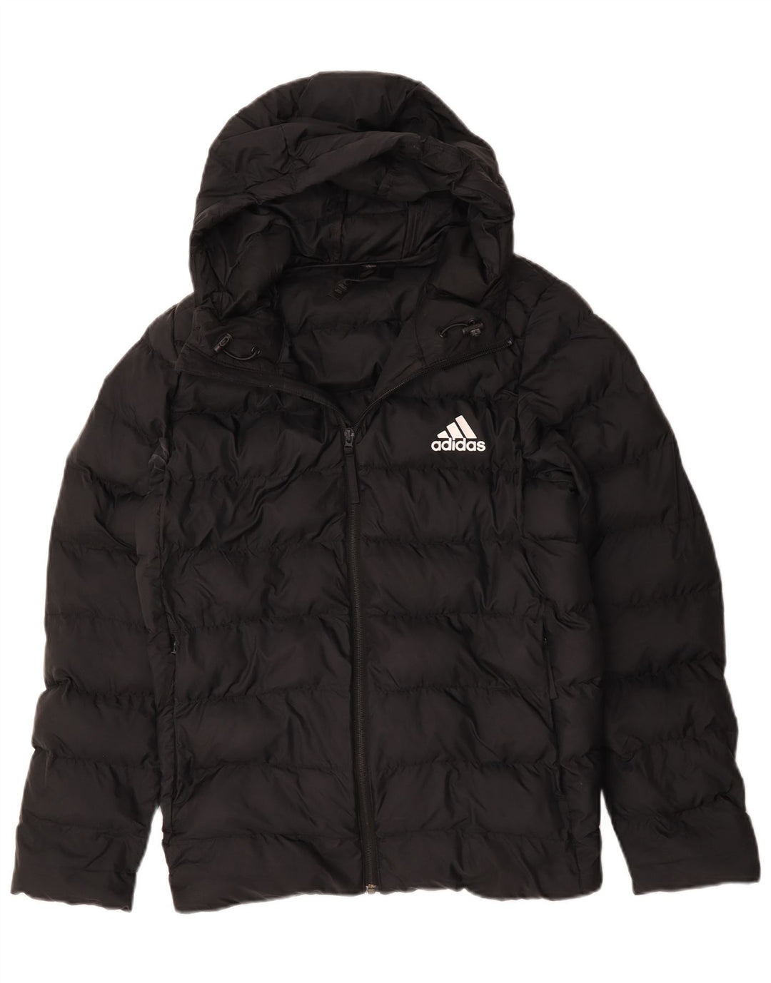 Adidas Dame Hætte Polstret Jakke UK 16 Stor Sort Polyester