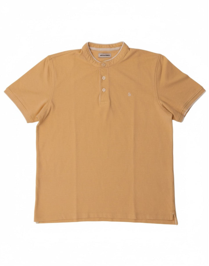 JACK & JONES Mens Polo Shirt XL Beige Cotton