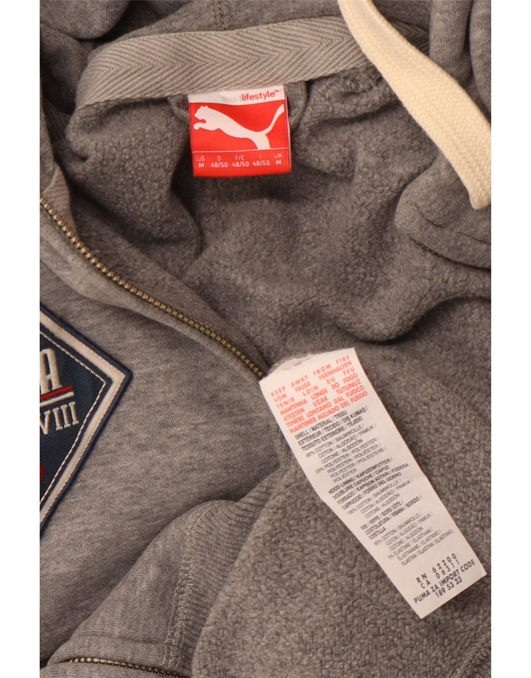 PUMA Hættetrøje med lynlås til mænd mellemgrå bomuld
