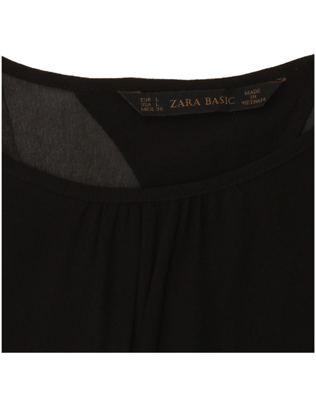 Zara Dame Langærmet Bluse Top UK 14 Large Black