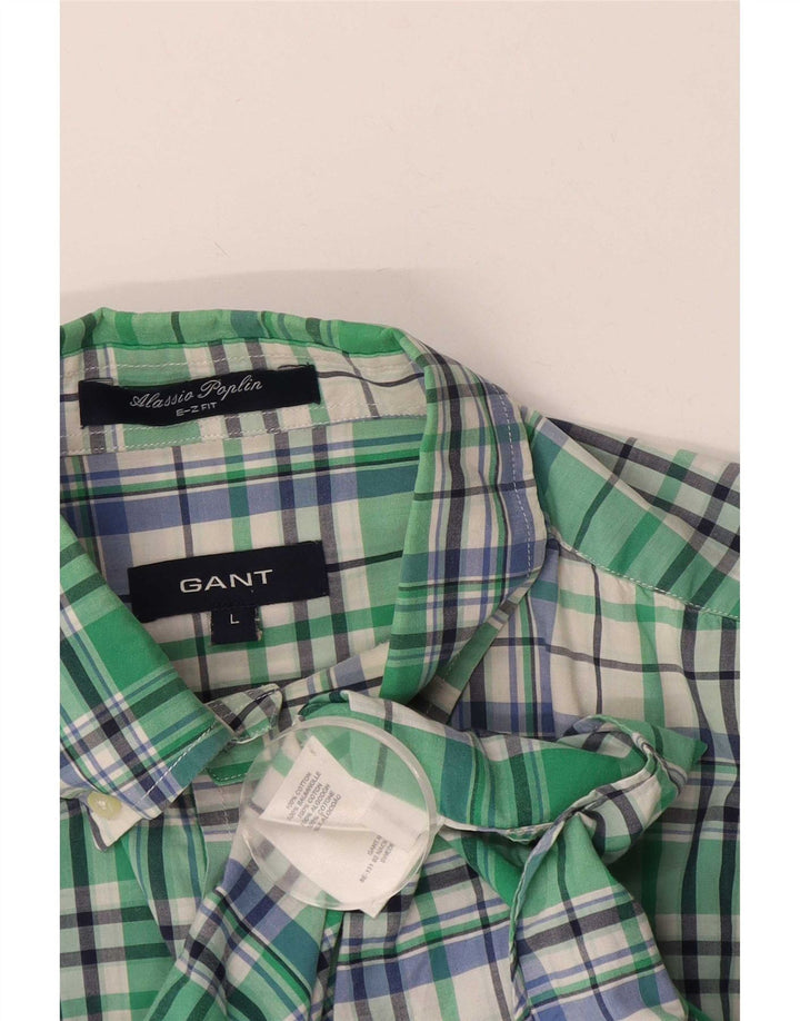 Gant herreskjorte stor grøn plaid bomuld