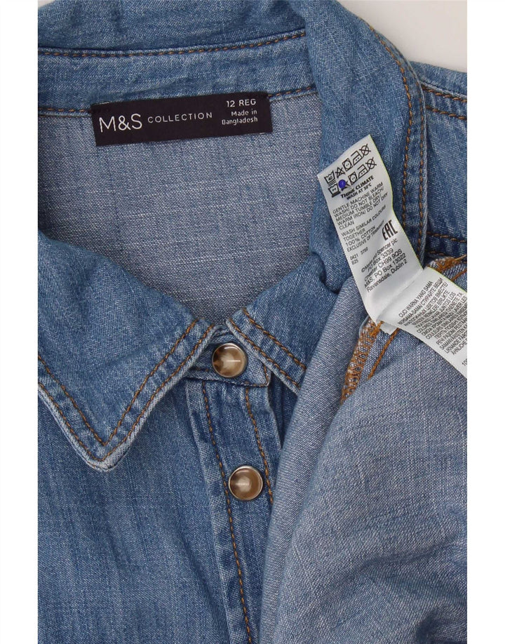 Marks & Spencer Dame Denim Shirt Dress UK 12 Medium Blue Cotton