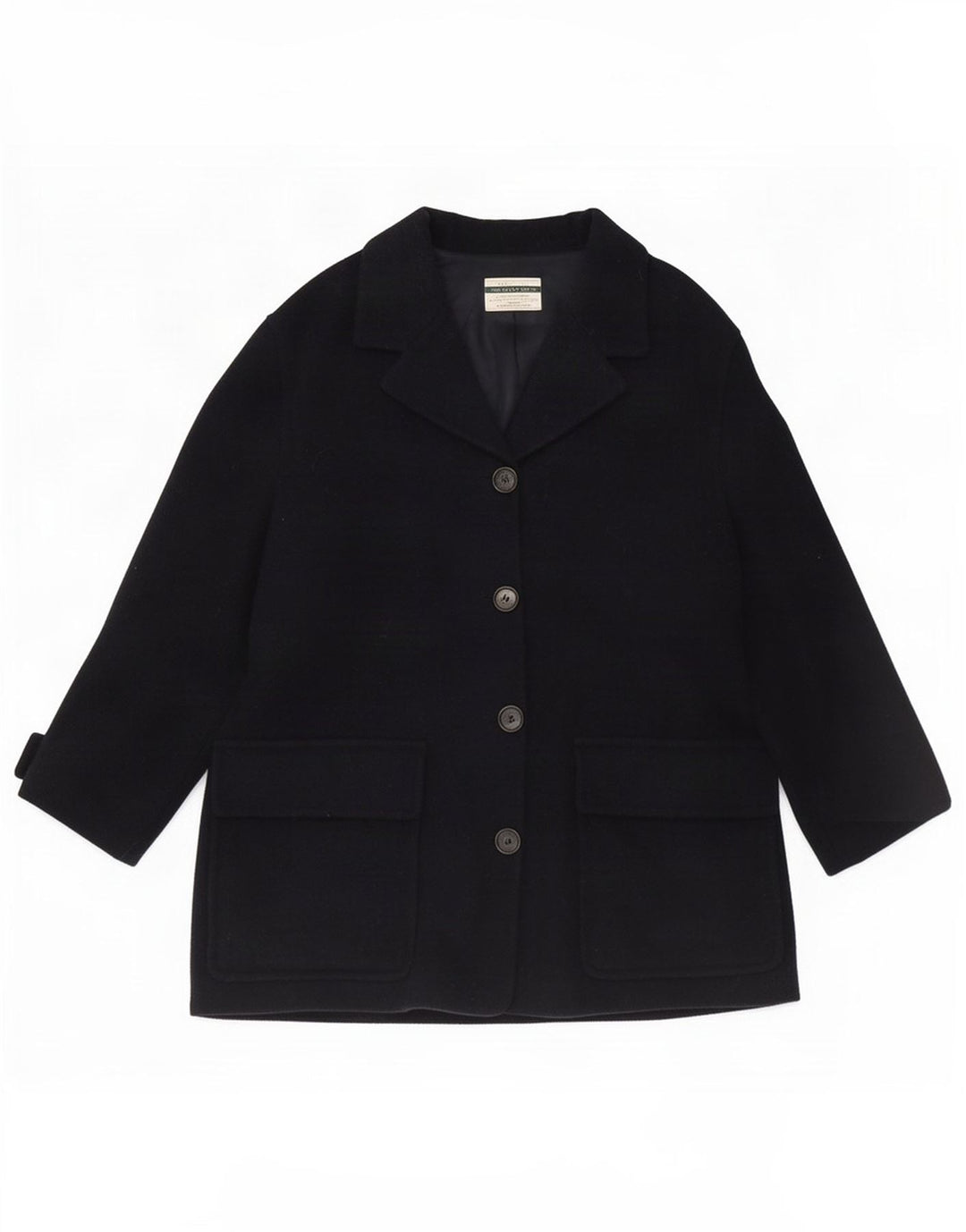 Benetton Dame Overfrakke IT 44 Medium Navy Blue Wool