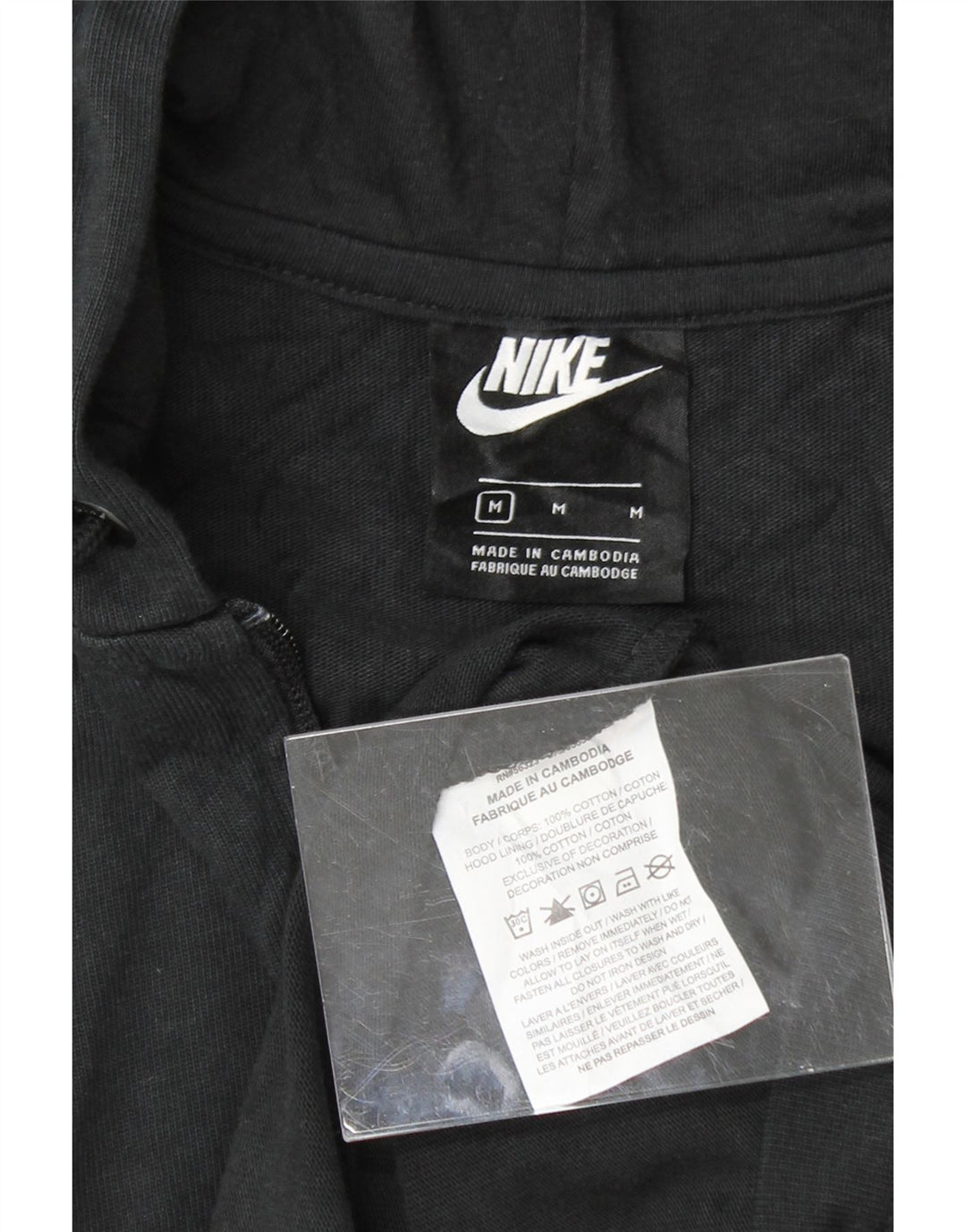 NIKE Womens Zip Hoodie Sweater UK 14 Medium Black Cotton Vintage Nike and Second-Hand Nike from Messina Hembry 