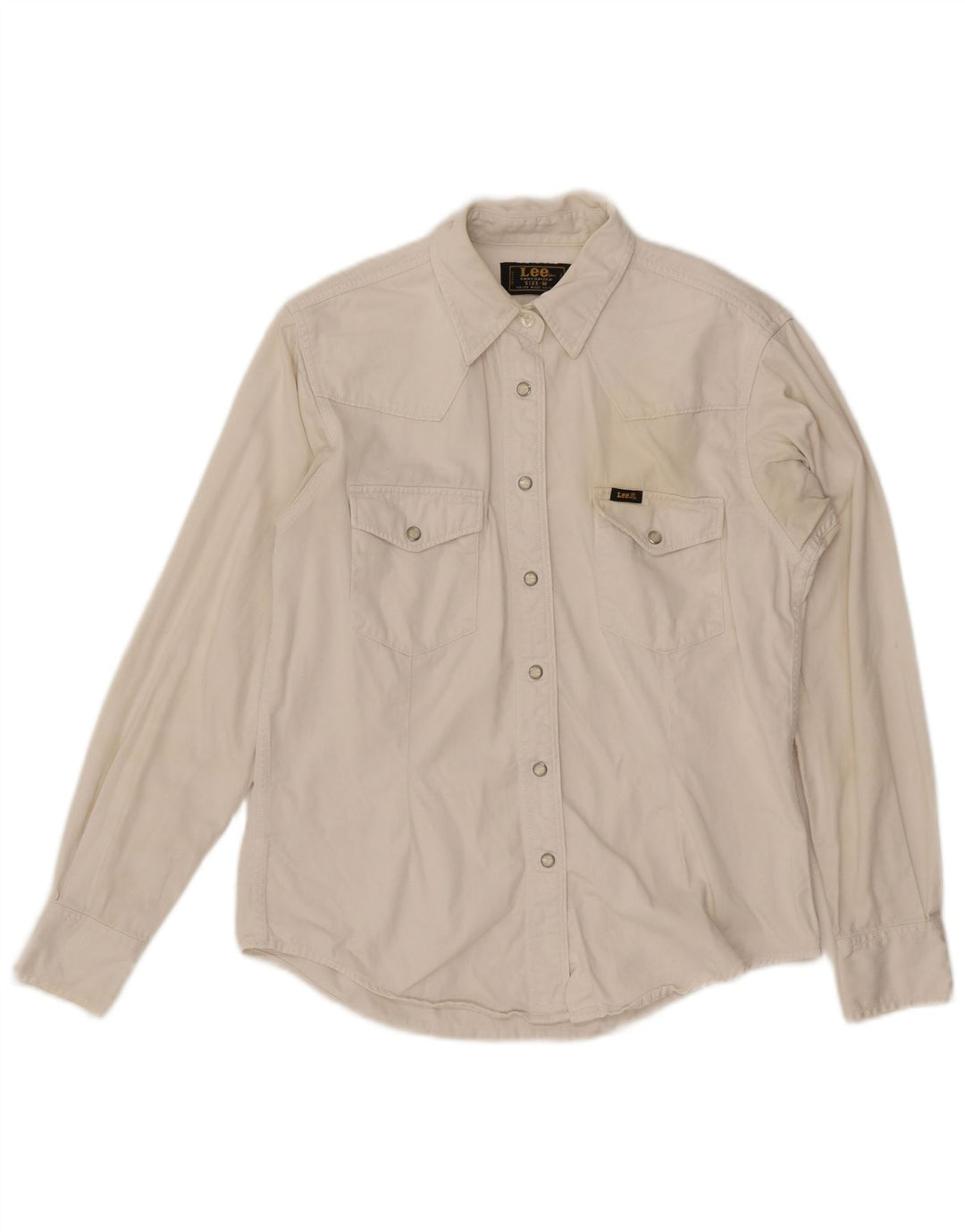 Lee Dame Denim Shirt UK 14 Medium White Bomuld