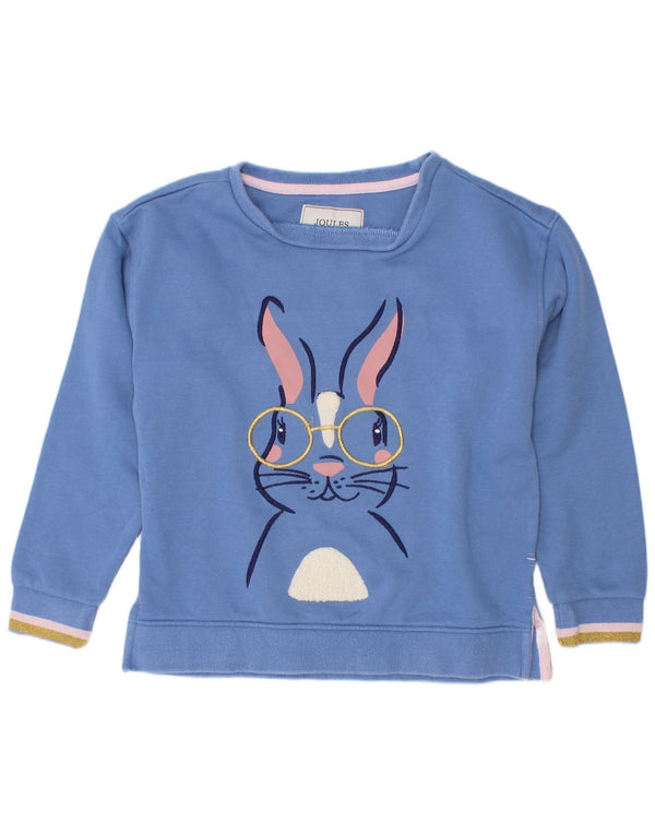 Joules piger grafisk sweatshirt trøje 5-6 år blå bomuld