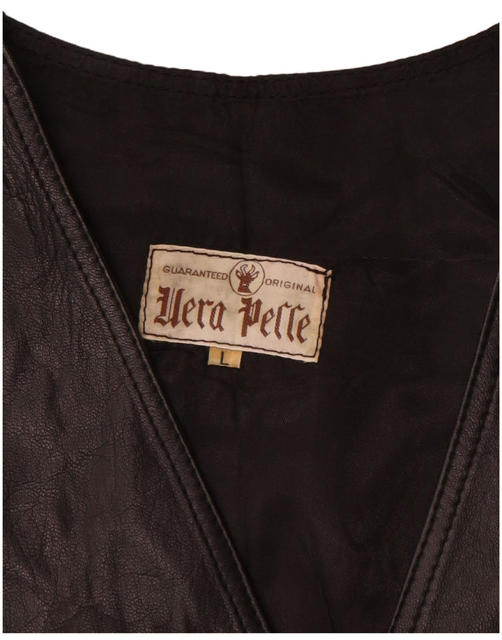 Vintage herre lædervest Stor sort læder