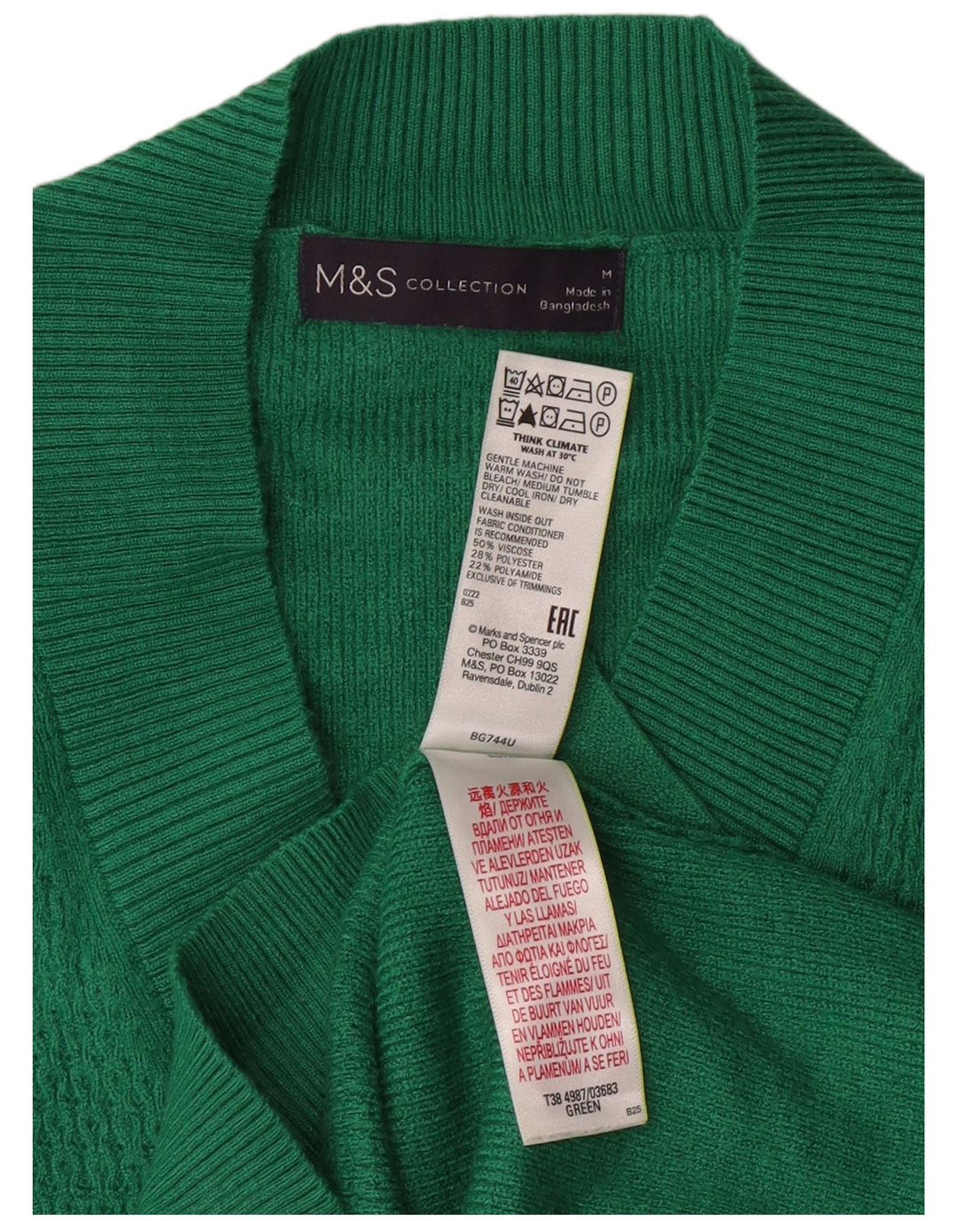 MARKS & SPENCER Dame Longline V-hals sweater UK 14 Medium Green