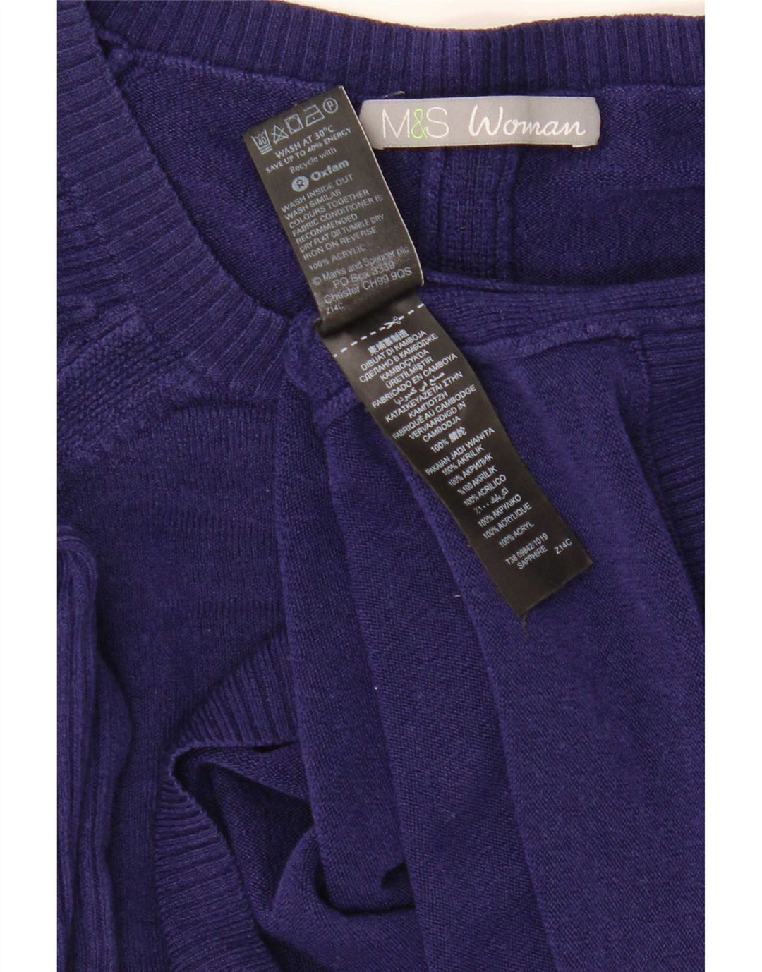 Marks & Spencer Dame Boat Neck Jumper Sweater UK 12 Medium Navy Blue