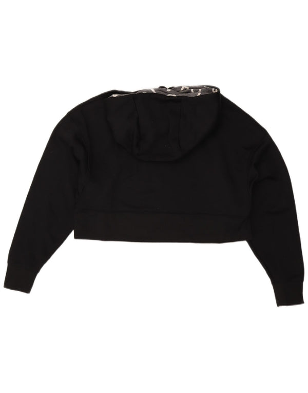 NIKE Womens Crop Oversized grafisk hættetrøjetrøje UK 6 XS Sort polyester