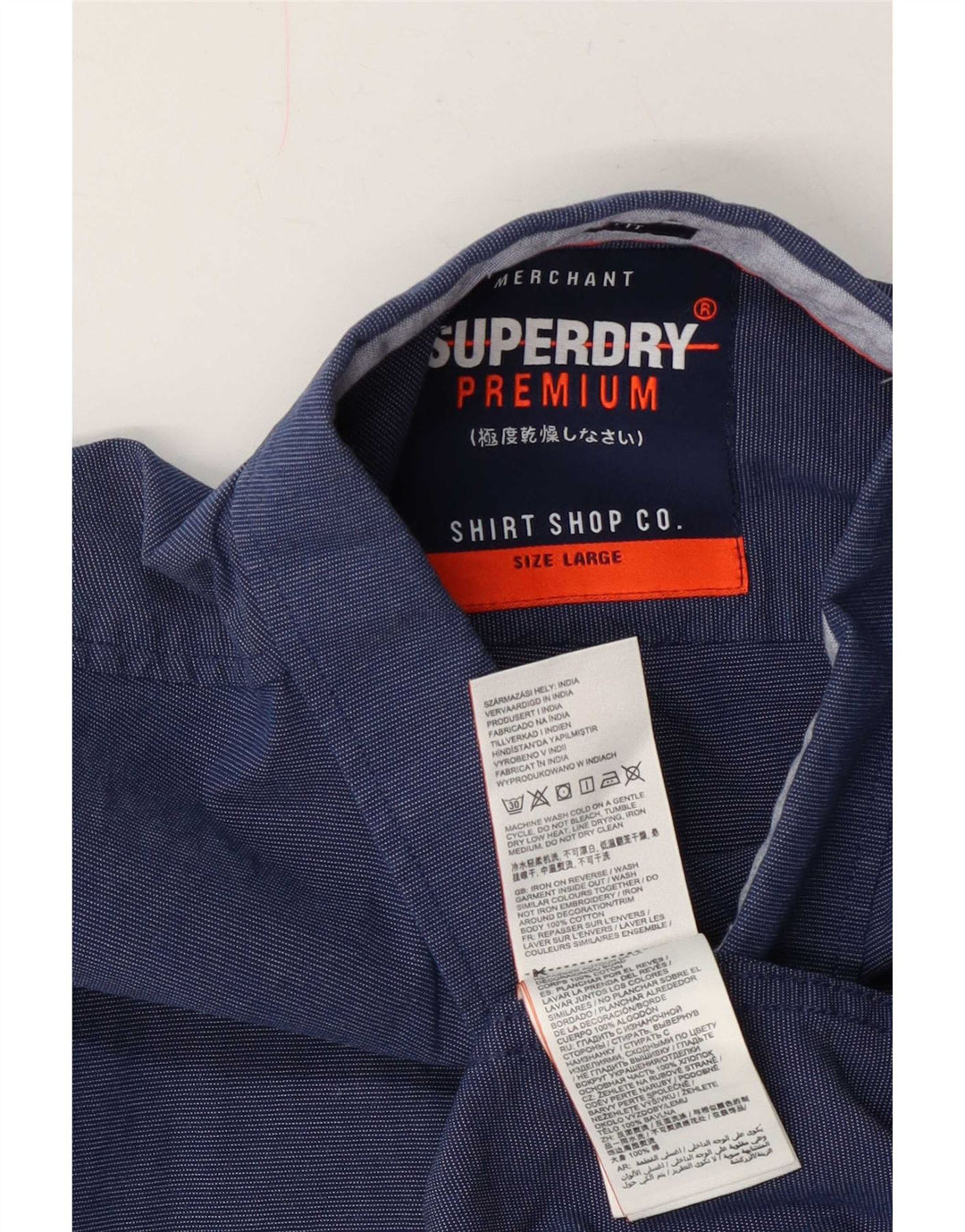 Superdry kortærmet herreskjorte med normal pasform, medium marineblå bomuld