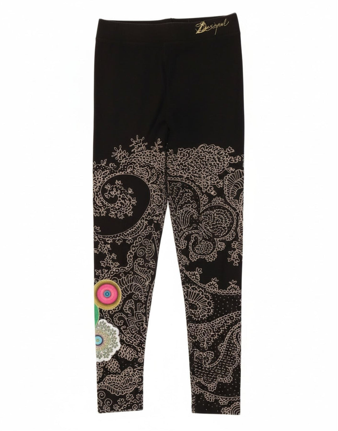 Desigual Womens Grafiske Leggings UK 12 Medium Black Paisley