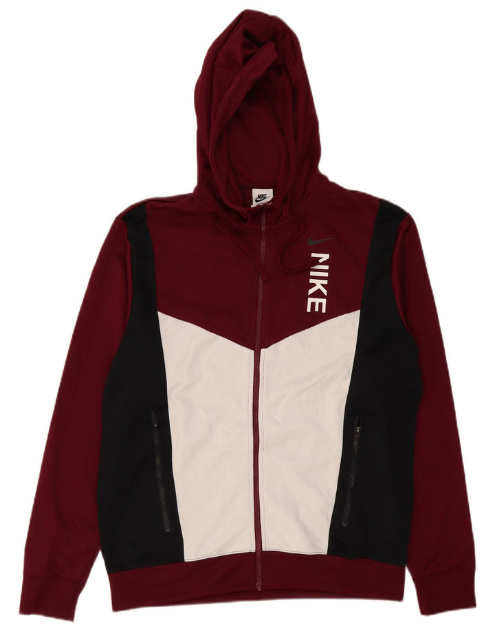 NIKE Grafisk hættetrøje med lynlås til mænd Medium Burgundy Colourblock Polyester