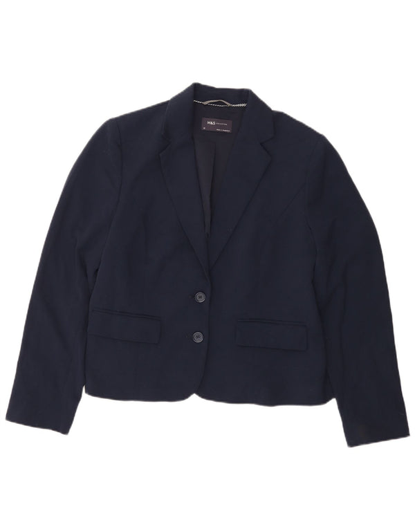 Marks & Spencer Dame 2 Button Blazer Jacket UK 14 Medium Navy Blue