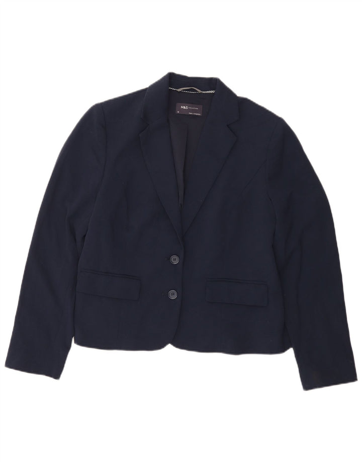 Marks & Spencer Dame 2 Button Blazer Jacket UK 14 Medium Navy Blue