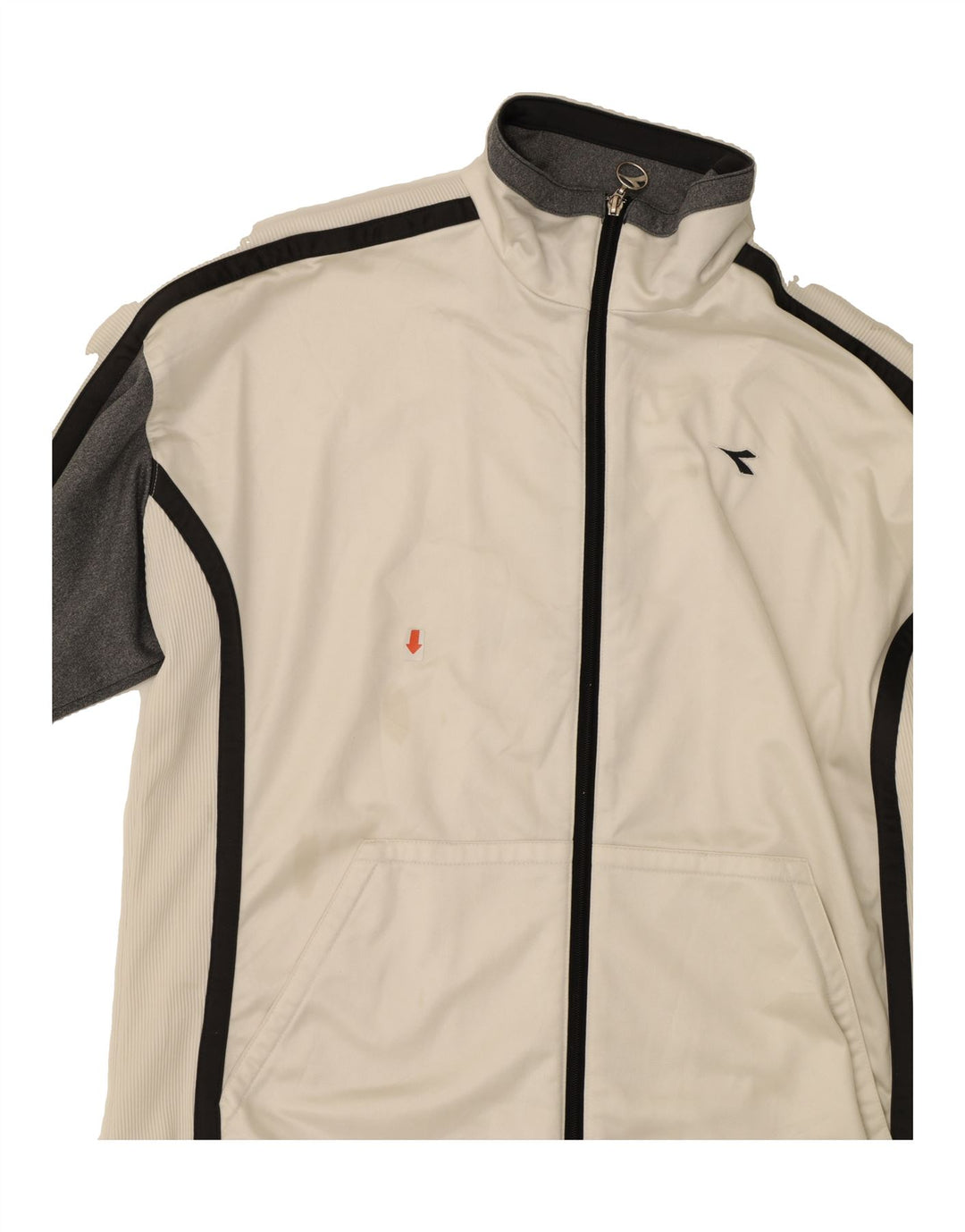 DIADORA Womens Tracksuit Top Jacket UK 14 Large Off White Colourblock Vintage Diadora and Second-Hand Diadora from Messina Hembry 
