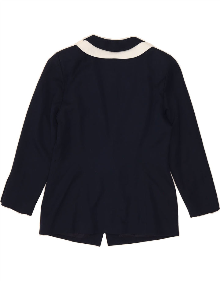 MADELEINE Womens Double Breasted Blazer Jacket UK 14 Medium Navy Blue Vintage Madeleine and Second-Hand Madeleine from Messina Hembry 