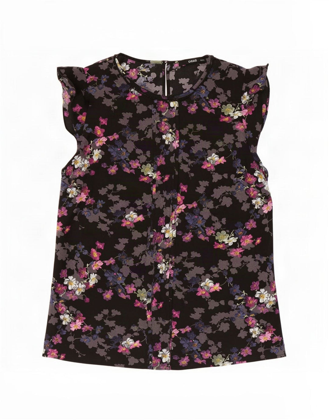 Oasis Damebluse Top UK 12 Medium Black Floral Polyester