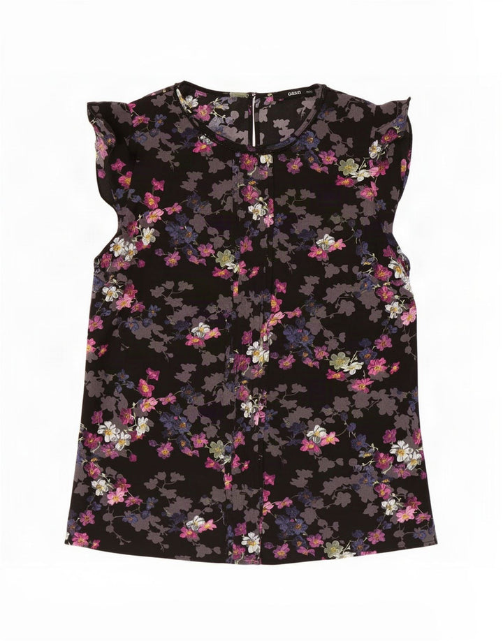 Oasis Damebluse Top UK 12 Medium Black Floral Polyester