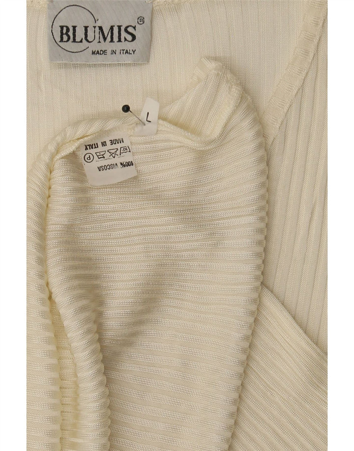 VINTAGE Womens Top Long Sleeve UK 16 Large Off White Viscose Vintage Vintage and Second-Hand Vintage from Messina Hembry 