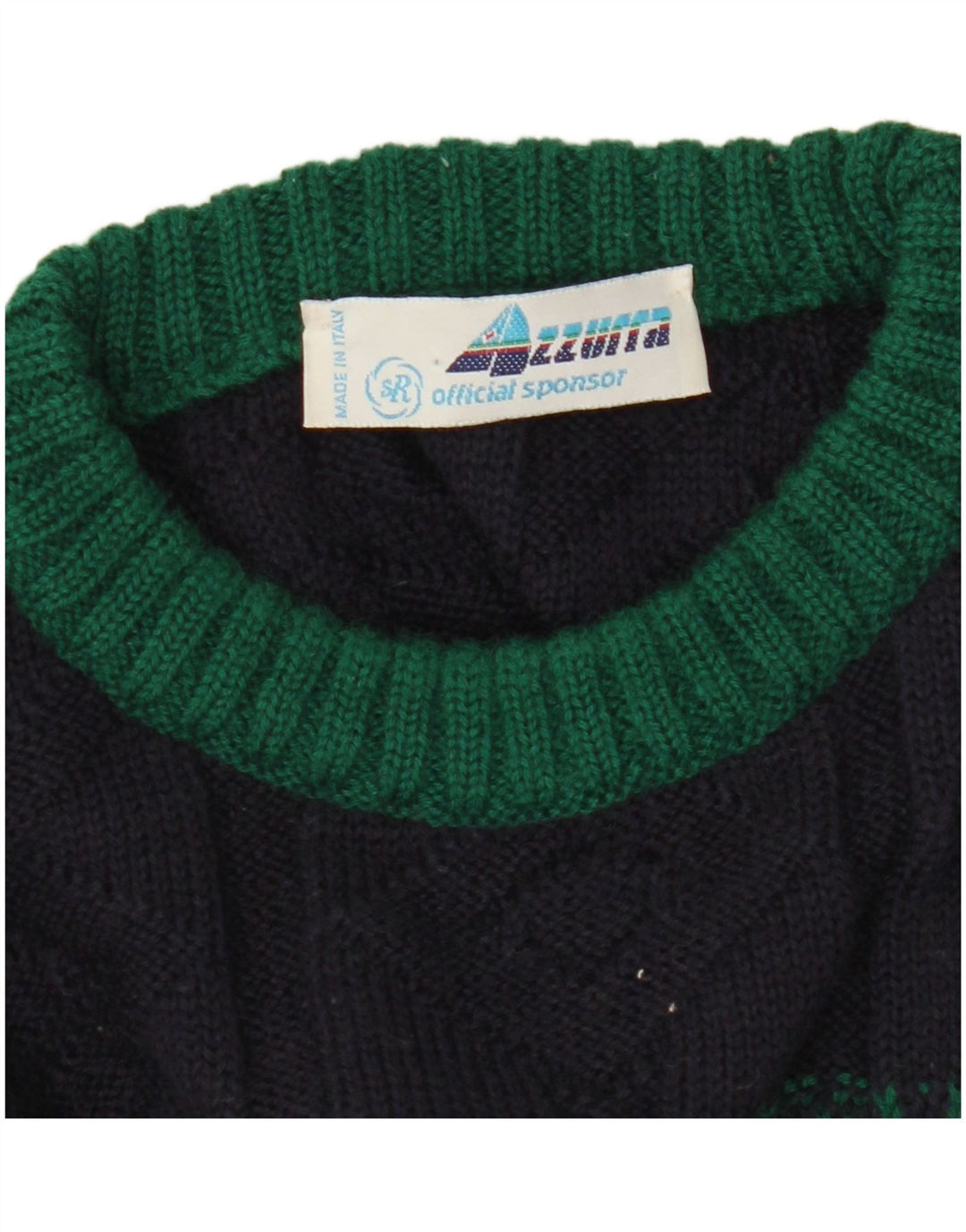 Azzurra Herre Crew Neck Jumper Sweater IT 50 Medium Navy Blue Geometrisk