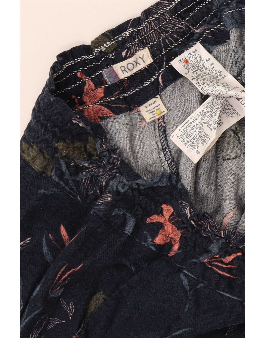 Roxy Womens Casual Shorts Små W27 Marineblå Blomsterhør