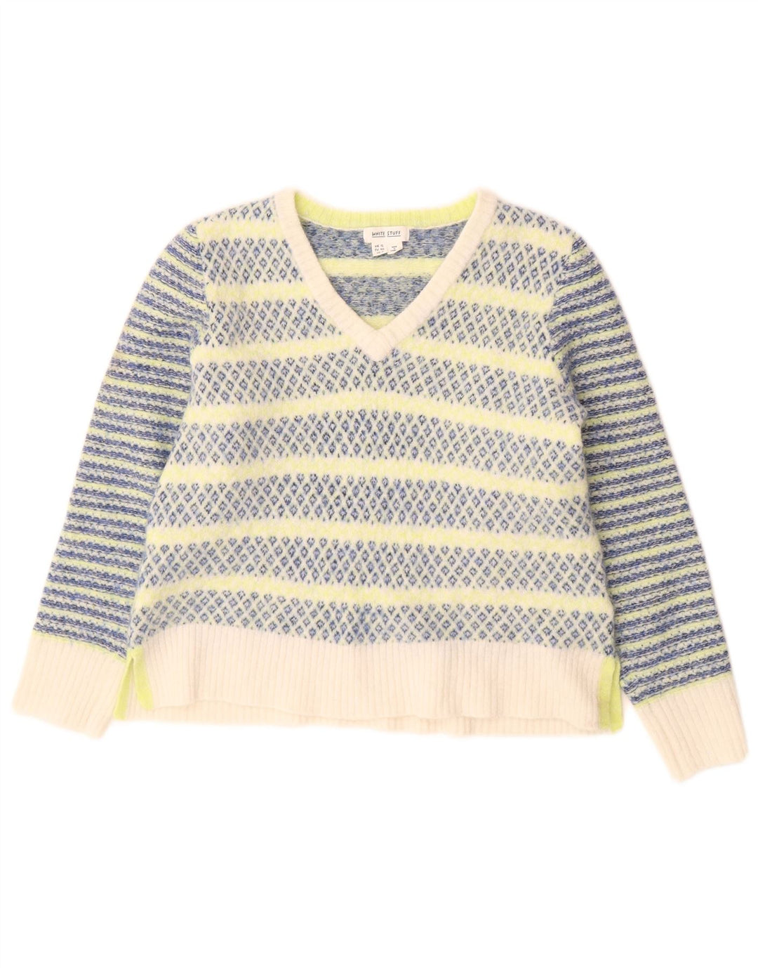 White Stuff Dame V-hals sweater UK 12 Medium Flerfarvet